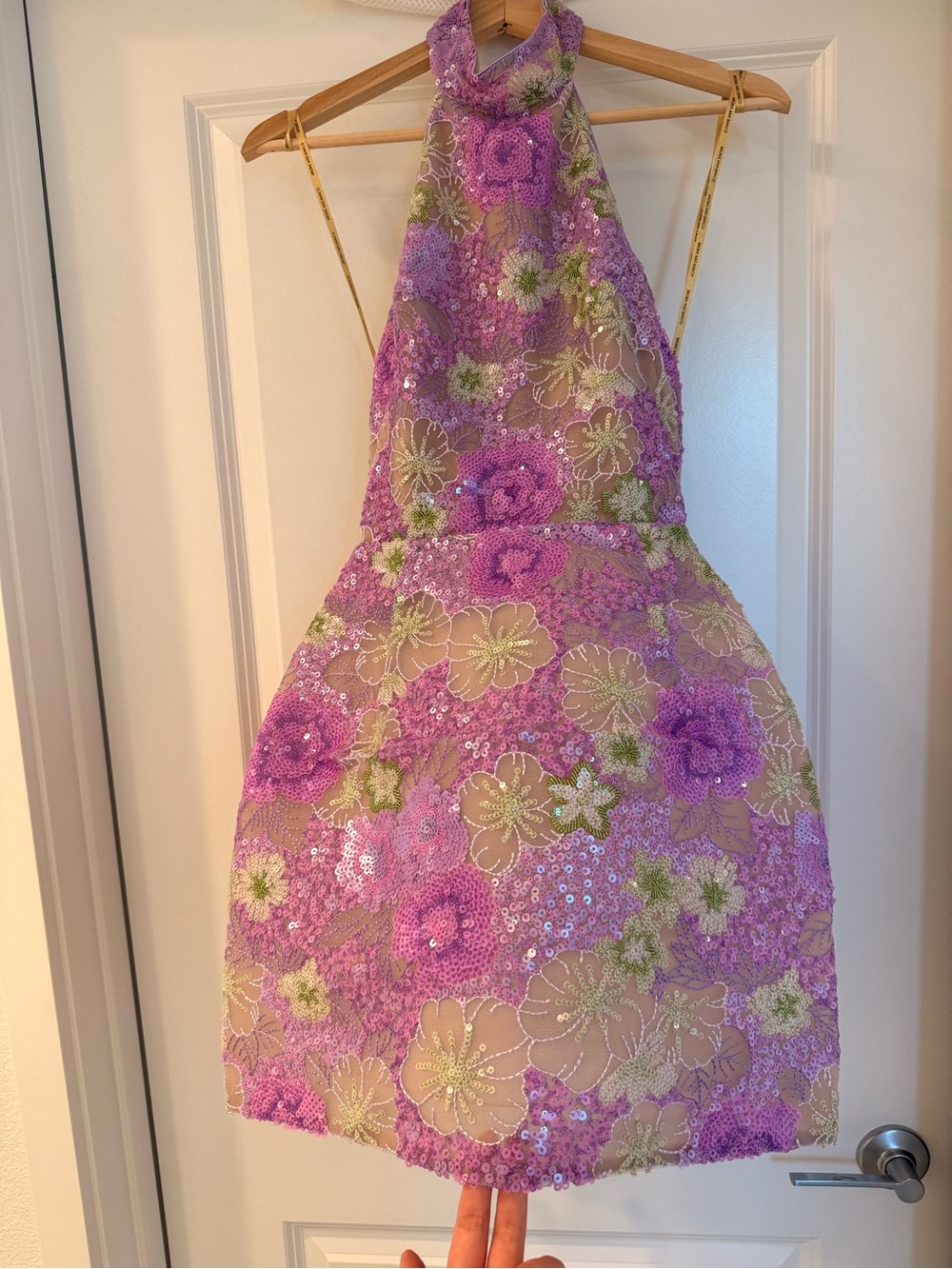 NWOT BRONX AND BANCO Deirdre Lilac Multi Lavender Floral Halter Mini Dress - Picture 5 of 13
